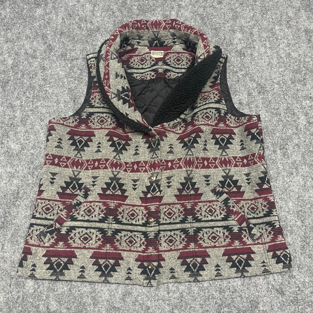 Duluth Trading Vest Womens‎ XXL Gray Southwestern Sherpa Collar Quilted Lining